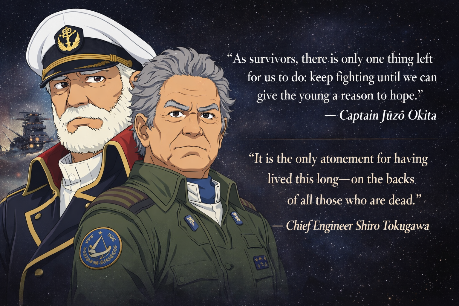 Space Battleship Yamato 2199 (Captain Okita & Chief Engineer Tokugawa) on the Burden of Survival — additional image