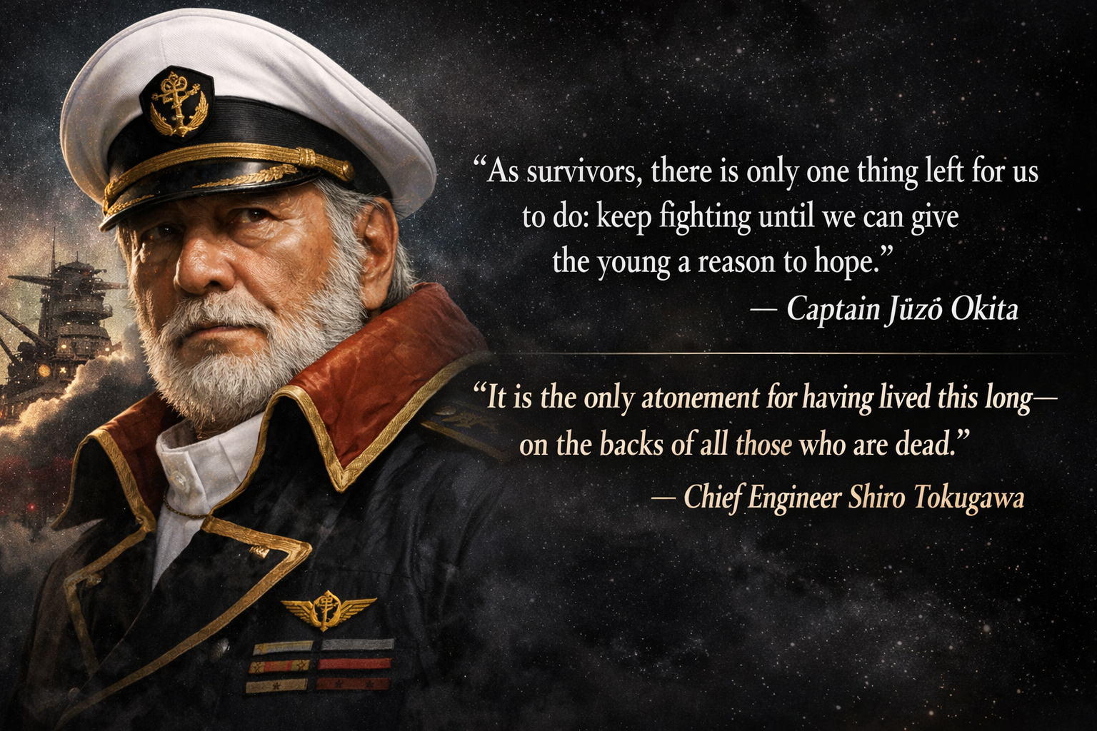 Space Battleship Yamato 2199 (Captain Okita & Chief Engineer Tokugawa) on the Burden of Survival — additional image